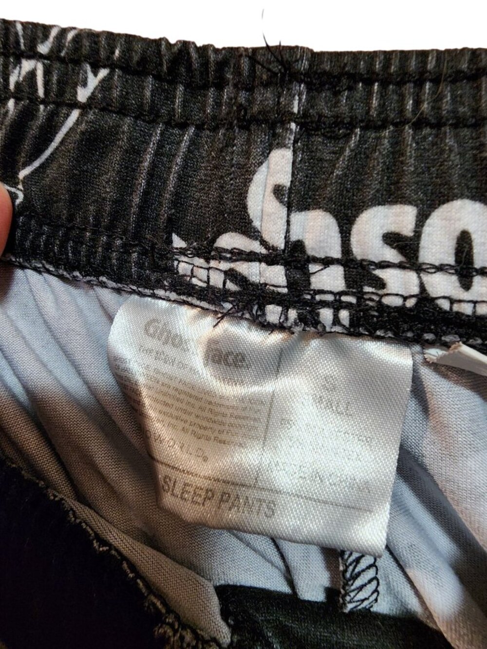 Ghost Face Sleep Pants Black & White Ghost Print Mens S - Picture 4 of 4